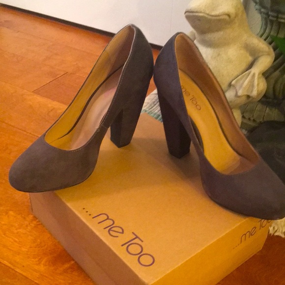 Me Too Gray Faux Suede Heels - Picture 3 of 5